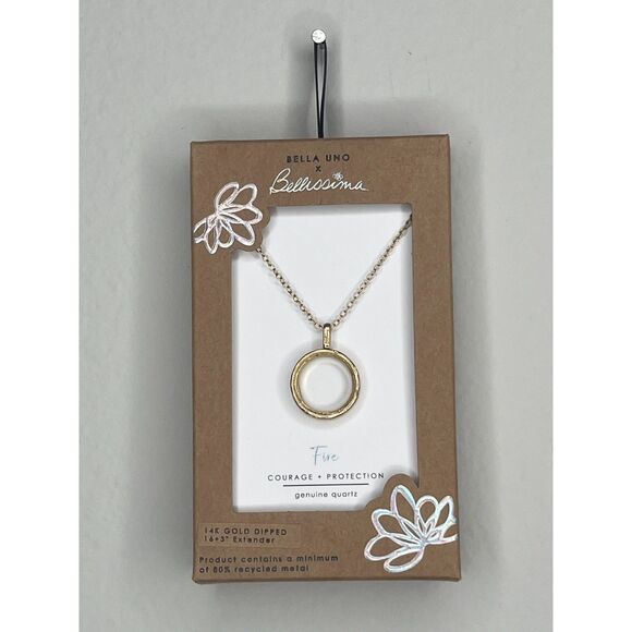 Bella Uno x Bellissima Fire Necklace - 14K Gold Dipped Quartz Pendant - Picture 1 of 2